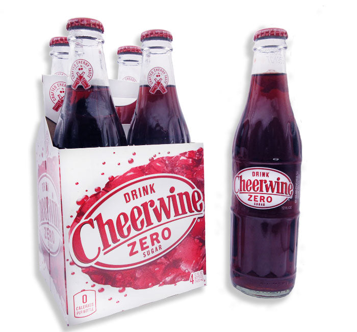 Cheerwine Zero Sugar Cherry Soda - 12 oz Glass Bottle - Sugar-Free Craft Soda