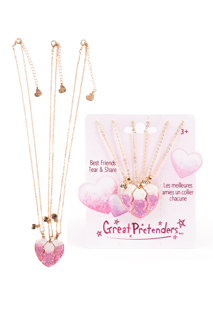 Great Pretenders Besties Era Tear and Share Necklaces 3pc friendship jewelry