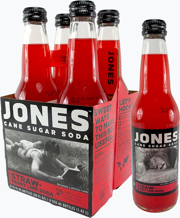 Jones Soda Strawberry Lime - 12 oz Glass Bottle - Craft Cane Sugar Soda