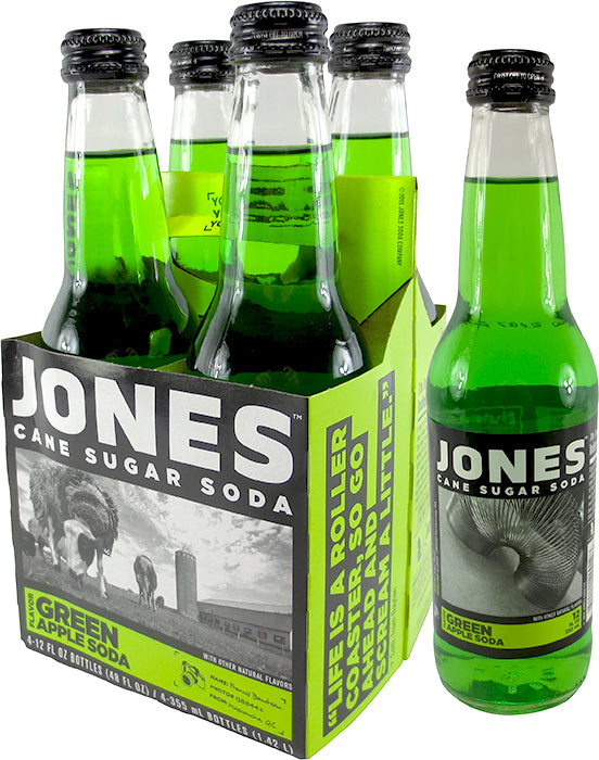 Jones Soda Green Apple - 12 oz Glass Bottle - Craft Cane Sugar Soda