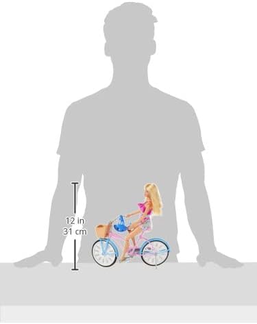 Barbie Doll and Bike Playset with Doll (11.5 in, Blonde), Bicycle with Rolling Wheels & Water Bottle Accessory