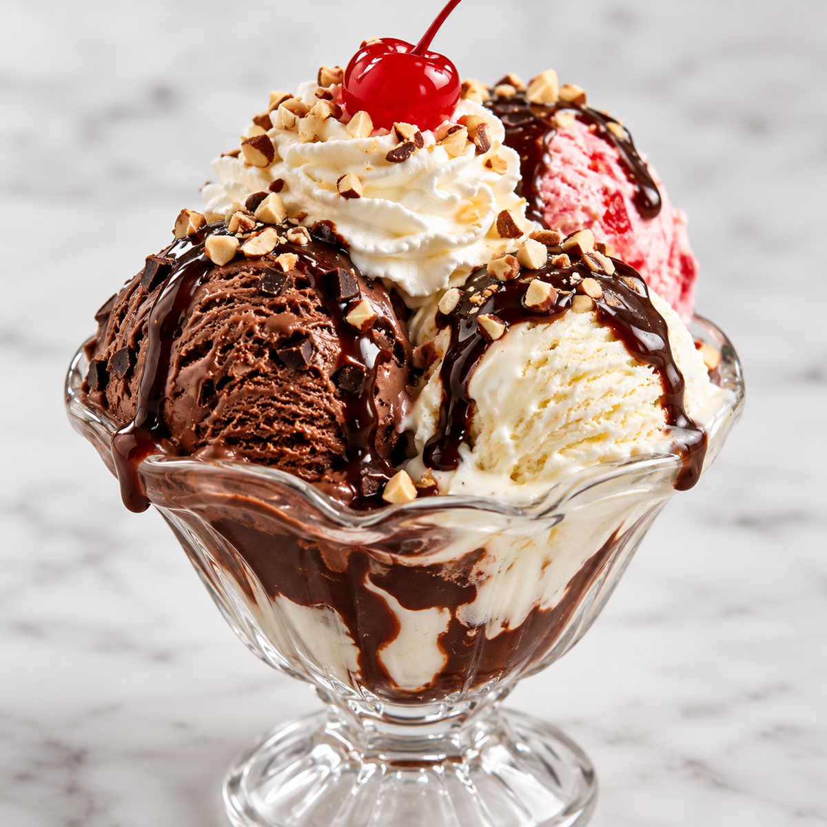 Triple Dip Sundae — Three Scoops of Stensland Ice Cream with Toppings | Blazing Dealz Viborg SD
