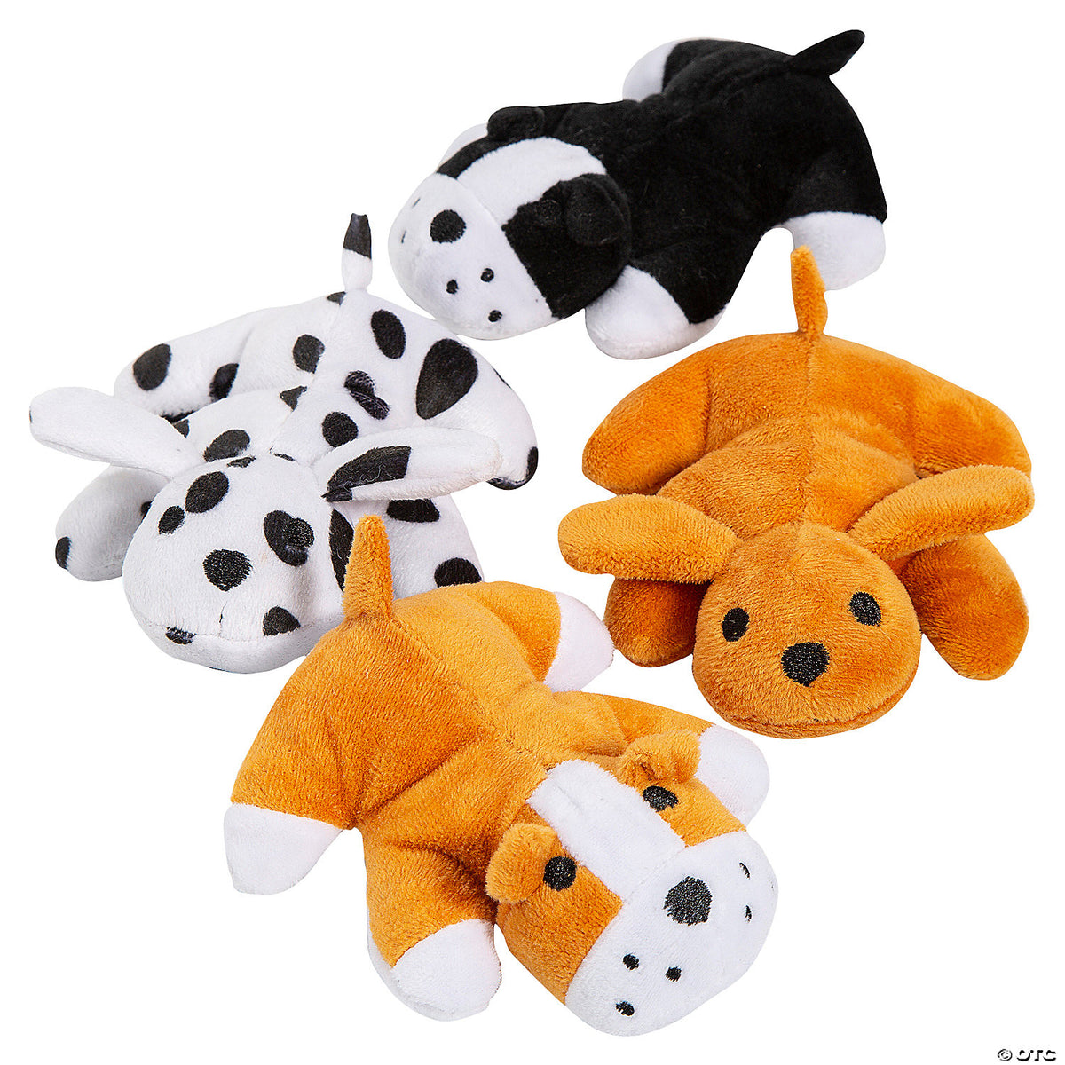 4" Mini Black, Brown and White Stuffed Puppy Dog Toys (Assorted Colors, 1 Piece)