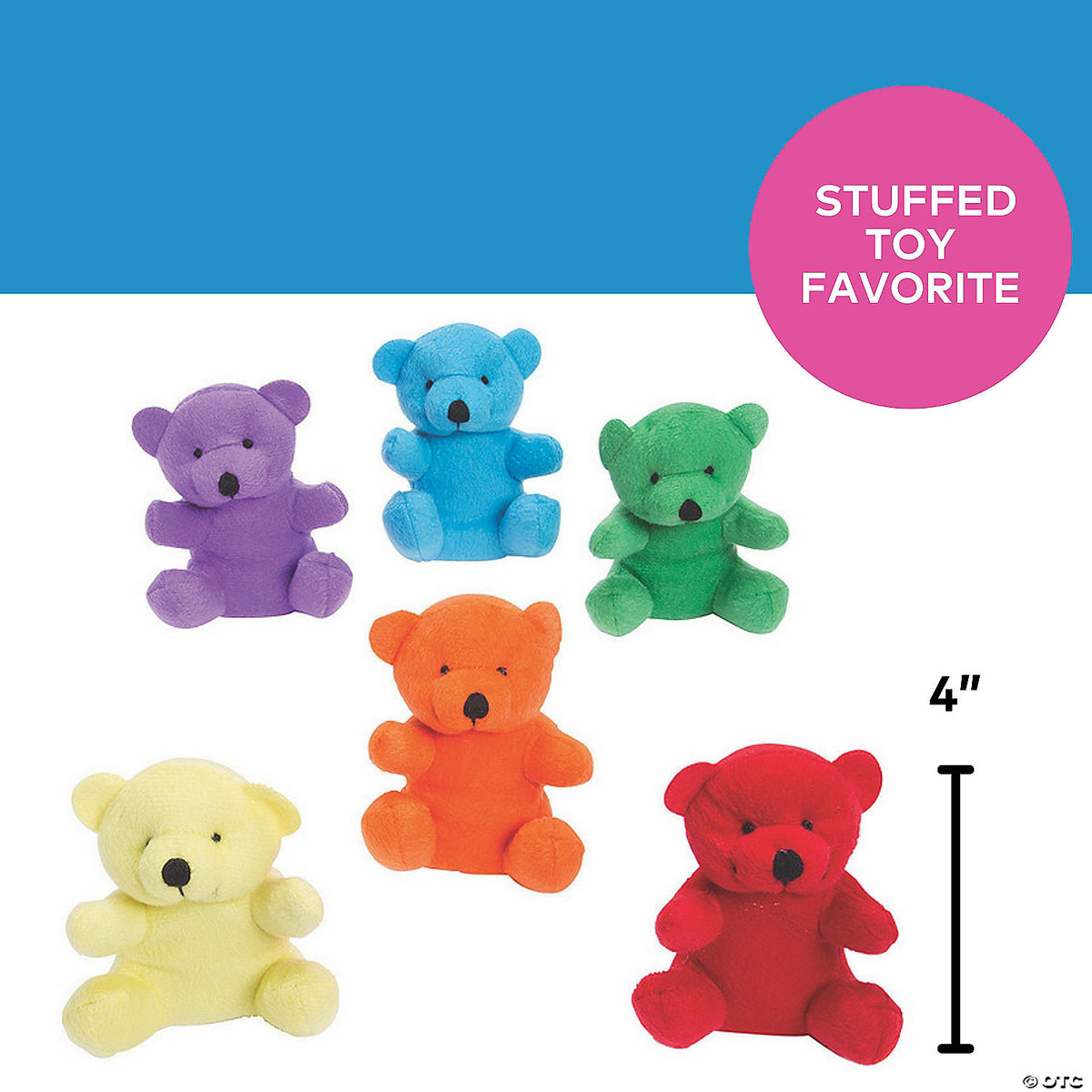 4" Mini Bright Rainbow Stuffed Bear Toy Assorted Color (Assorted Colors, 1 Piece)