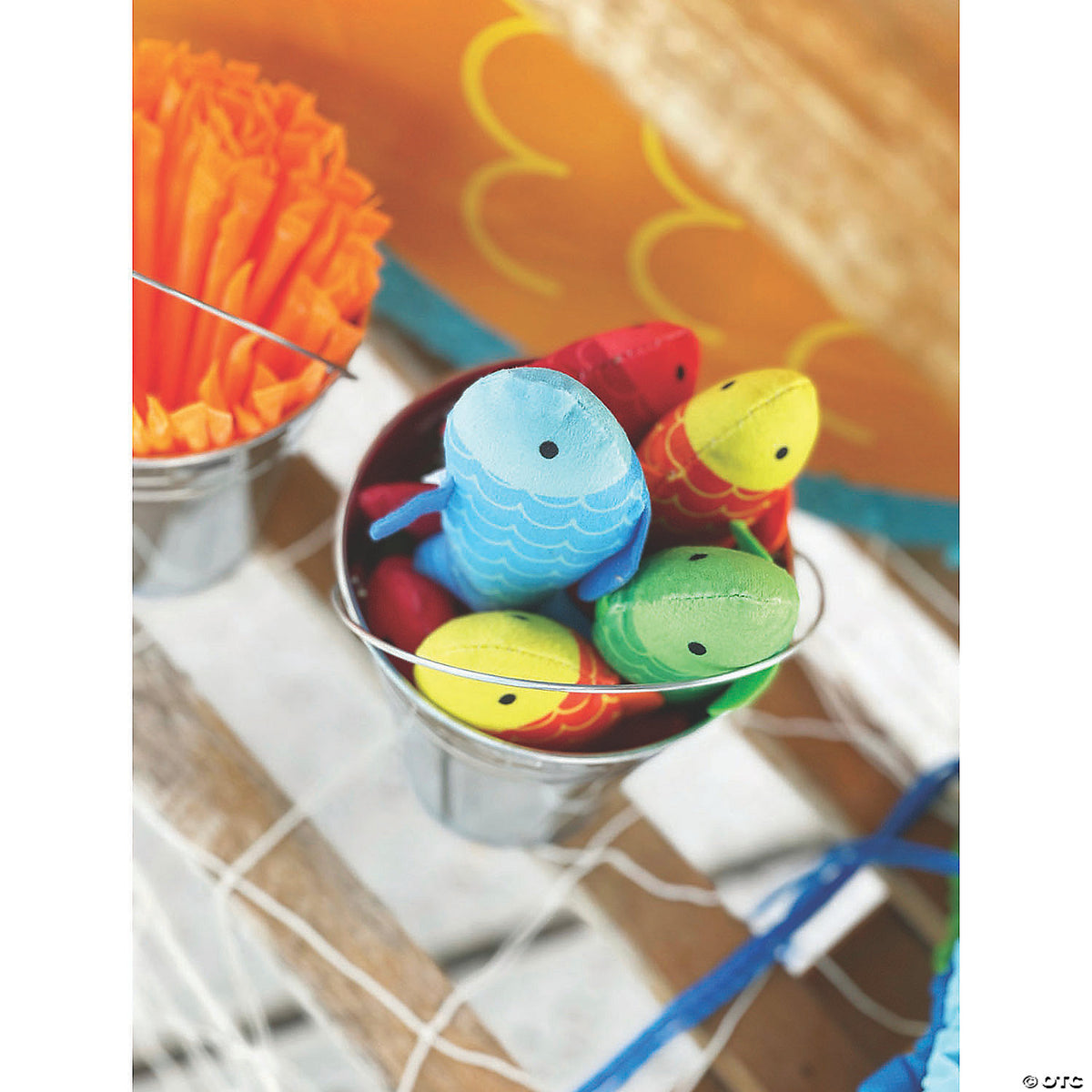 4" Mini Little Fisherman Green, Orange, Blue & Red Stuffed Fish (Assorted Colors, 1 Piece)