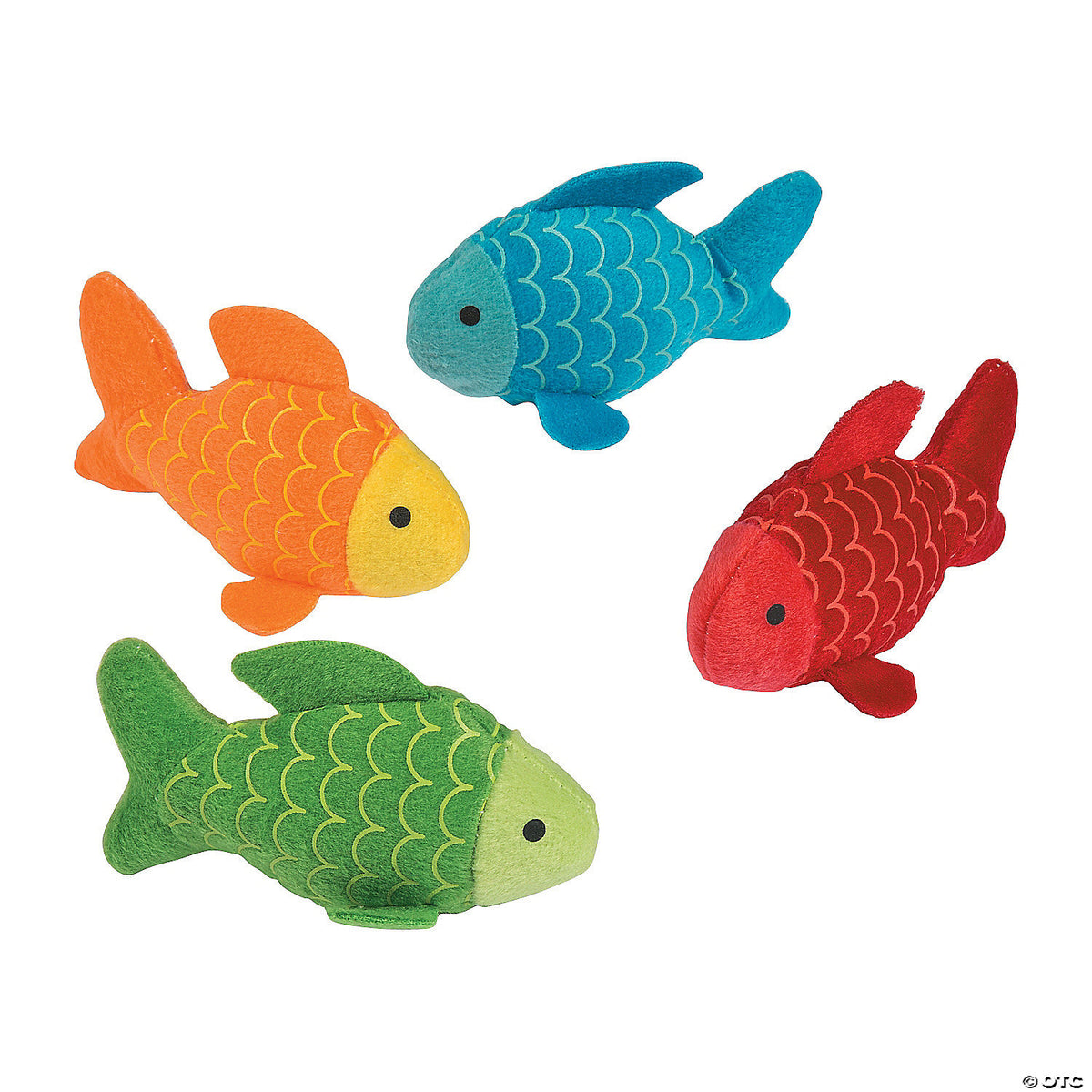 4" Mini Little Fisherman Green, Orange, Blue & Red Stuffed Fish (Assorted Colors, 1 Piece)