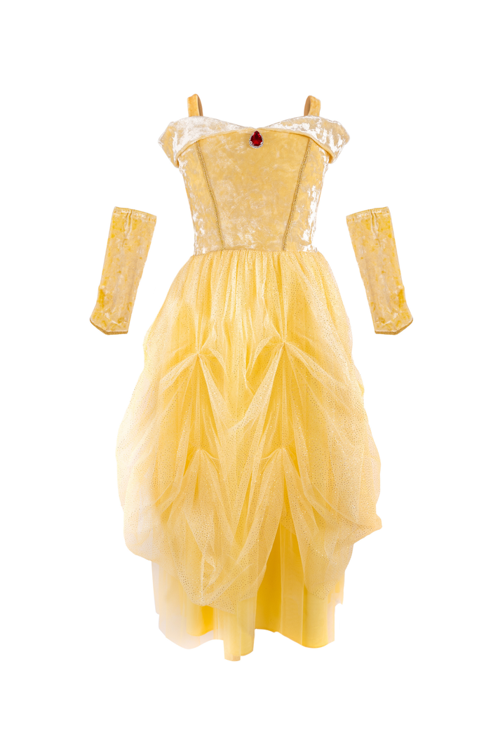 Great Pretenders Velvety Soft Yellow Princess Gown with Arm Warmers size 3 4