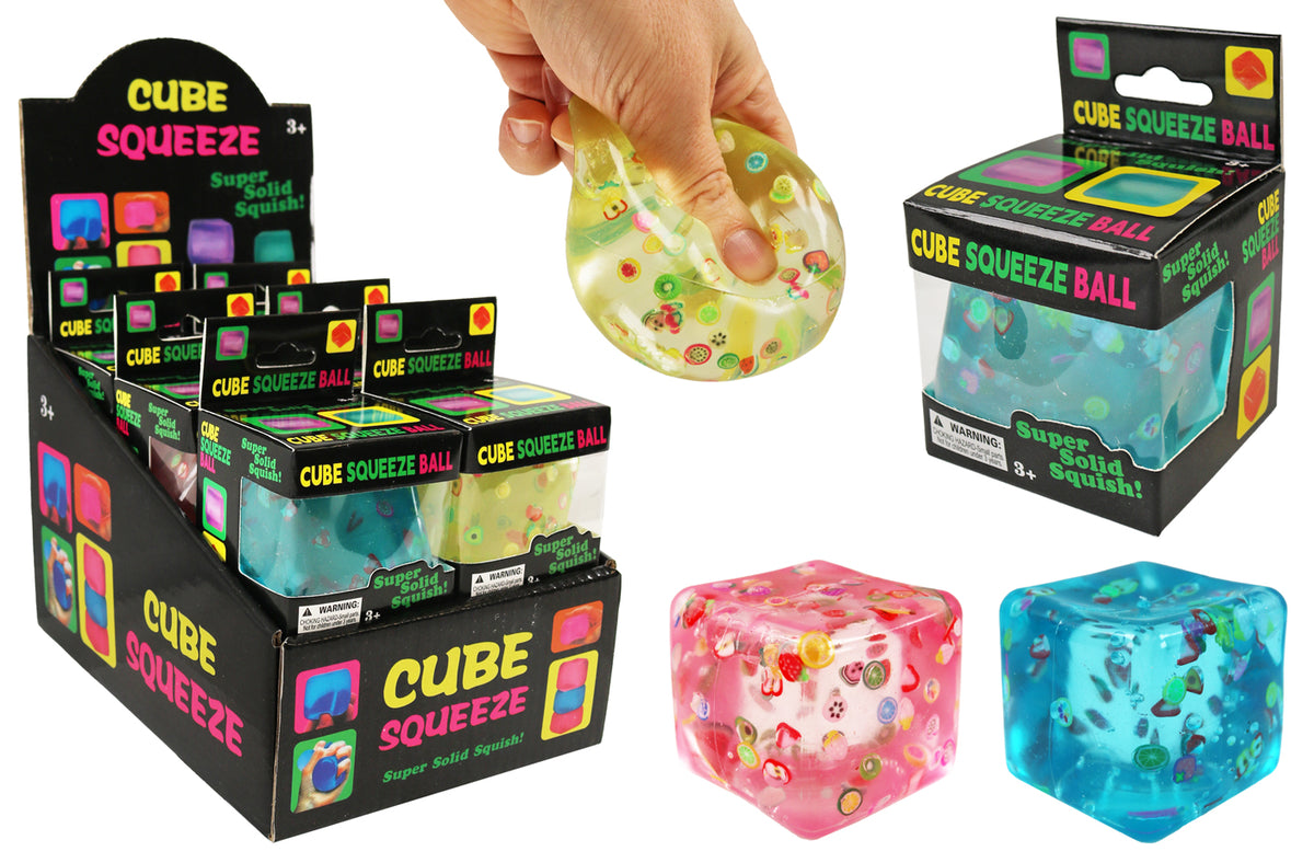Sugar Dough Squish Cube (Fruit Glitter) 2" - Slow Rise Translucent
