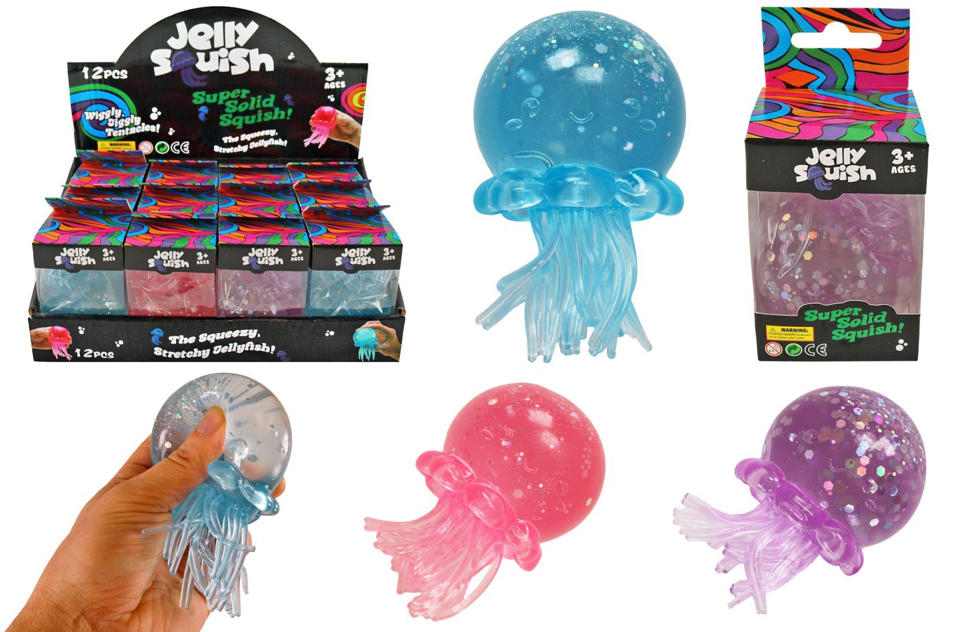 Sugar Dough Squish Jellyfish (Glitter) 2" - Translucent with Glitter