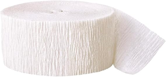 Premium White Crepe Paper Streamer - 81 ft (1 Pc)