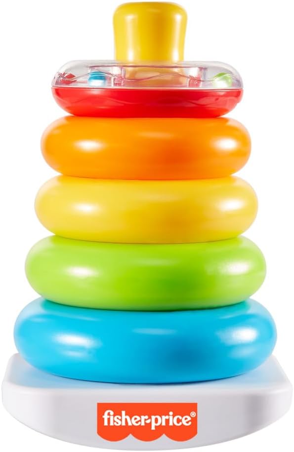 Stacking Toy Rock-A-Stack, Roly-Poly Base with 5 Colorful Rings for Ages 6+ Months - Fisher-Price Baby