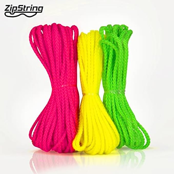 ZipString Replacement Strings - Pack of 3 - Highly Fluorescent Fidget Toy Ropes - Green, Yellow & Pink - Short, Medium & Long Sizes - As Seen on Shark Tank - Device Not Included