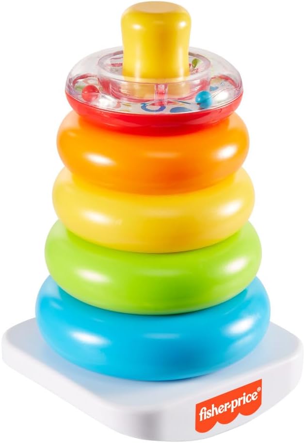 Stacking Toy Rock-A-Stack, Roly-Poly Base with 5 Colorful Rings for Ages 6+ Months - Fisher-Price Baby