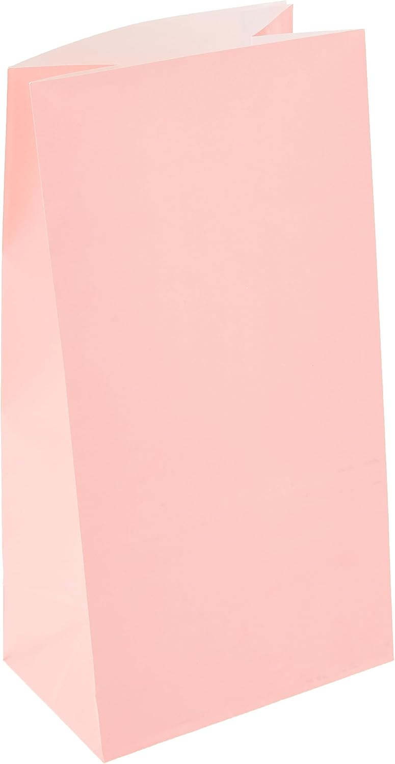Vibrant Pastel Pink Paper Party Bags (Pack of 12)