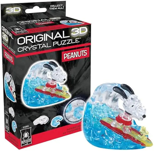 BePuzzled Peanuts Snoopy surfing 3D crystal puzzle interlocking display collectible