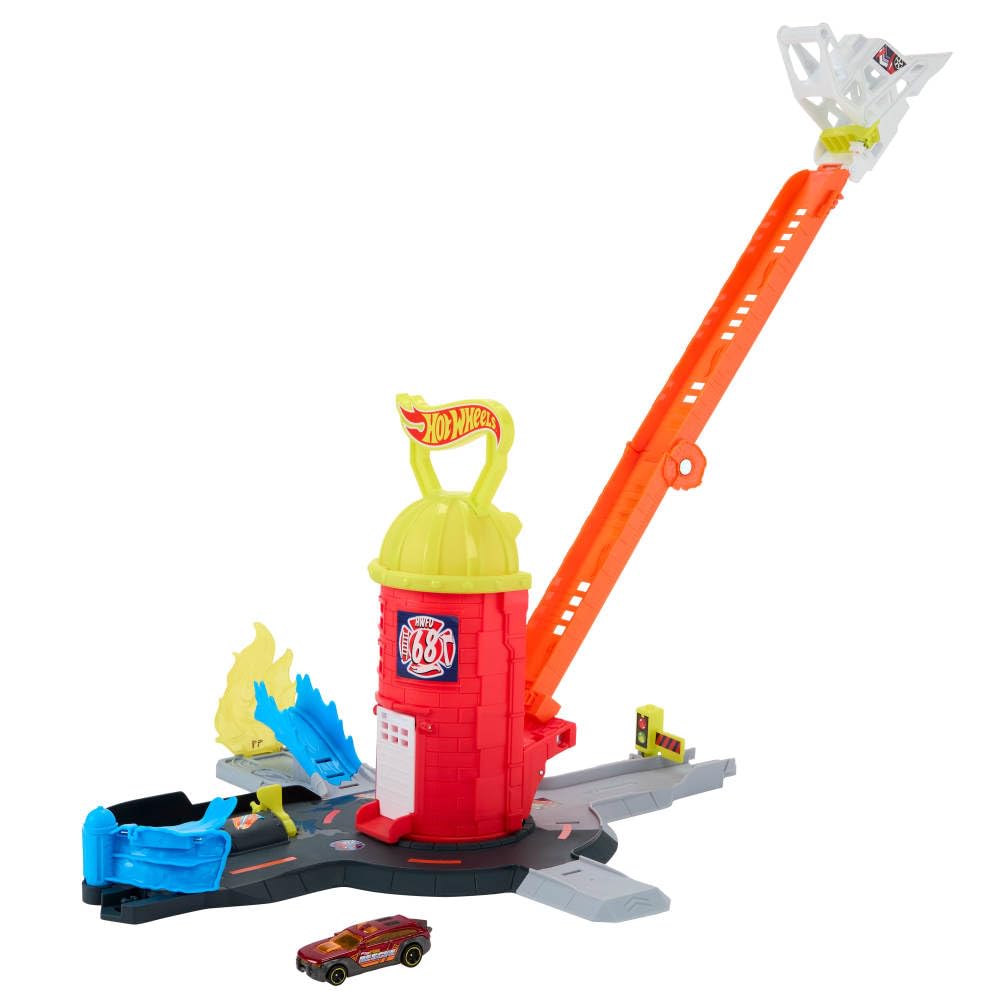 Hot Wheels City Super Fire Station Rescue Playset with Fire Truck