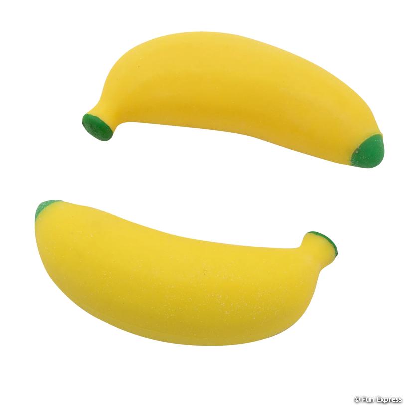 Stretchy Sand-Filled Banana Squeeze Toy 5 inch bright yellow stress relief fidget