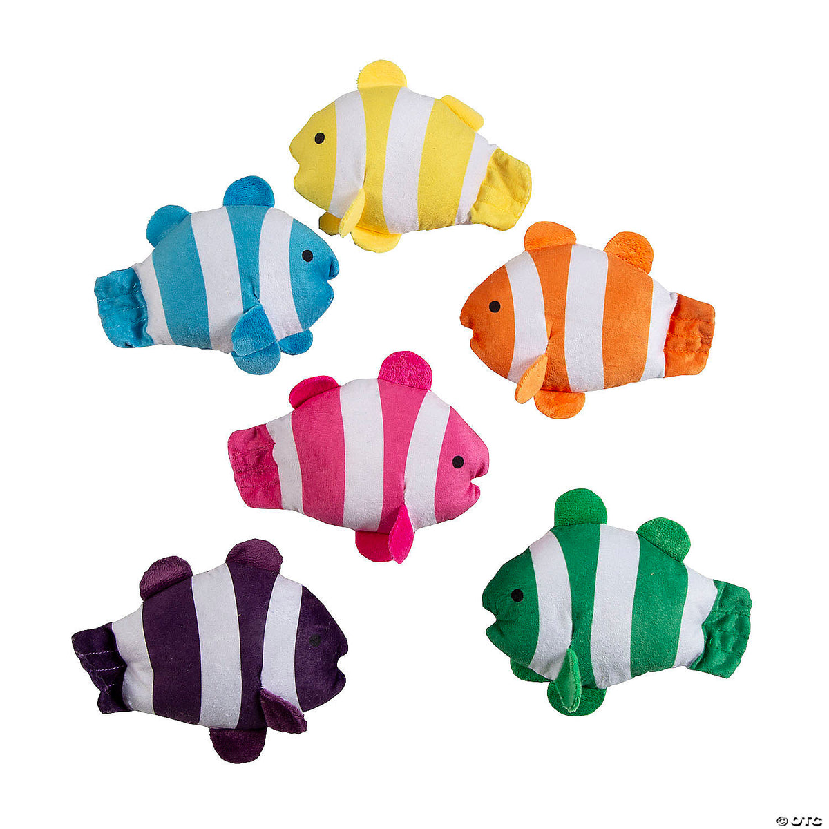 6"x4 1/2" Under the Sea Striped Clown Fish Stuffed Toys (Assorted Colors, 1 Piece)