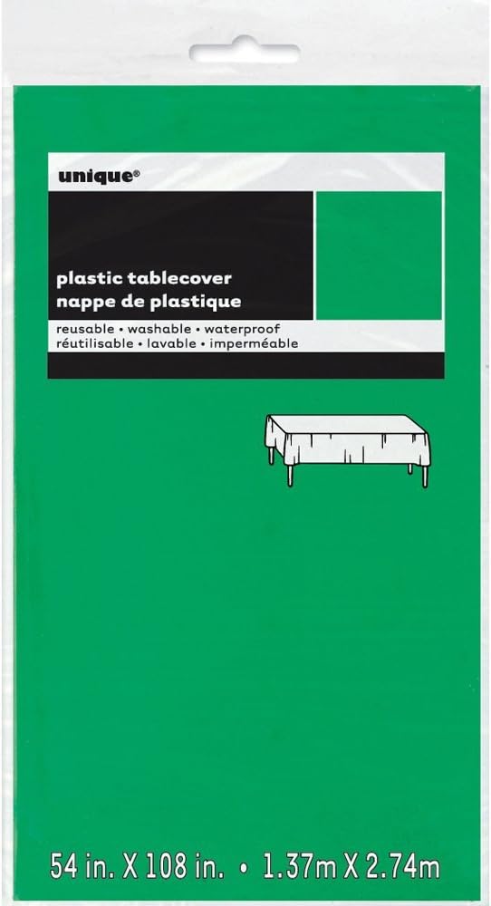 Emerald Green Solid Rectangular Plastic Table Cover (54" x 108")