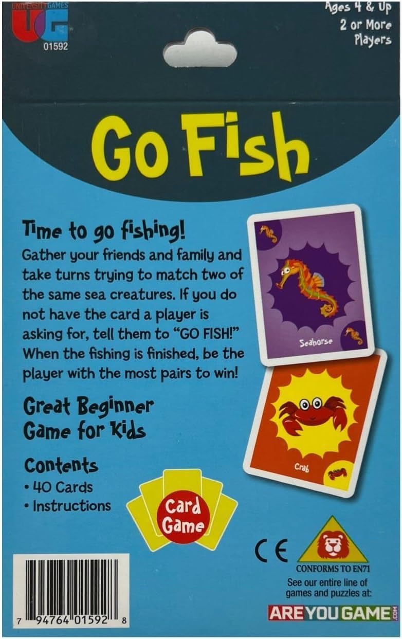 University Games Go Fish Card Game - Jumbo Size, Colorful Animal Cards for Kids Ages 4 and Up, Fun Family and Educational Game