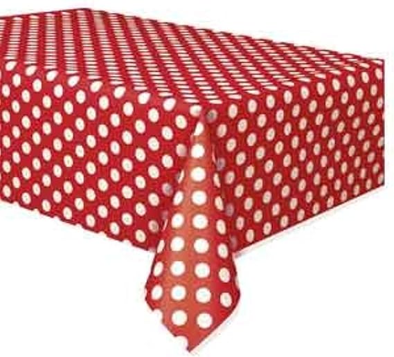 RUBY RED DOTS TABLECOVER 54&quot;X108&quot; - 1 pkg per order