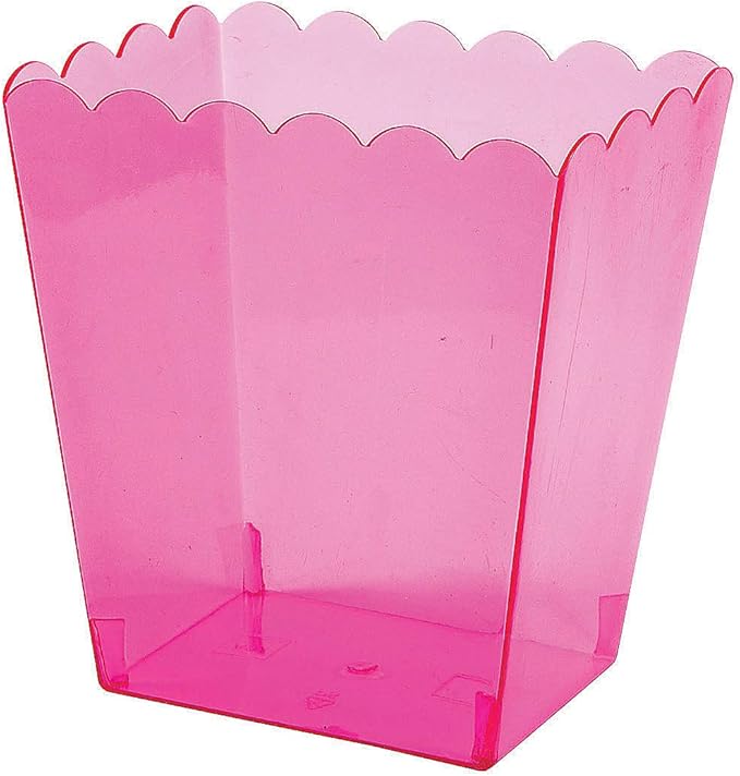 Pink Scalloped Containers - Party Supplies - 3 Pieces