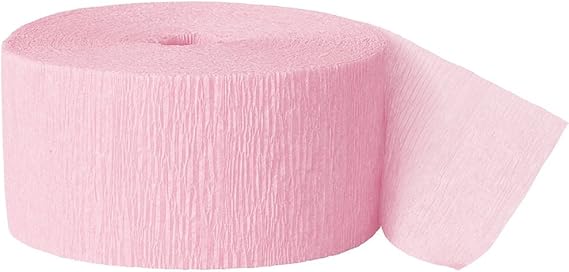 Unique Industries Crepe Paper Streamer, 81ft, Pastel Pink