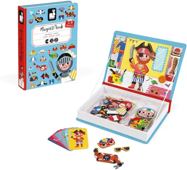 Janod Magnetibook Boys Costumes Dress Up 45 Piece Magnetic Game