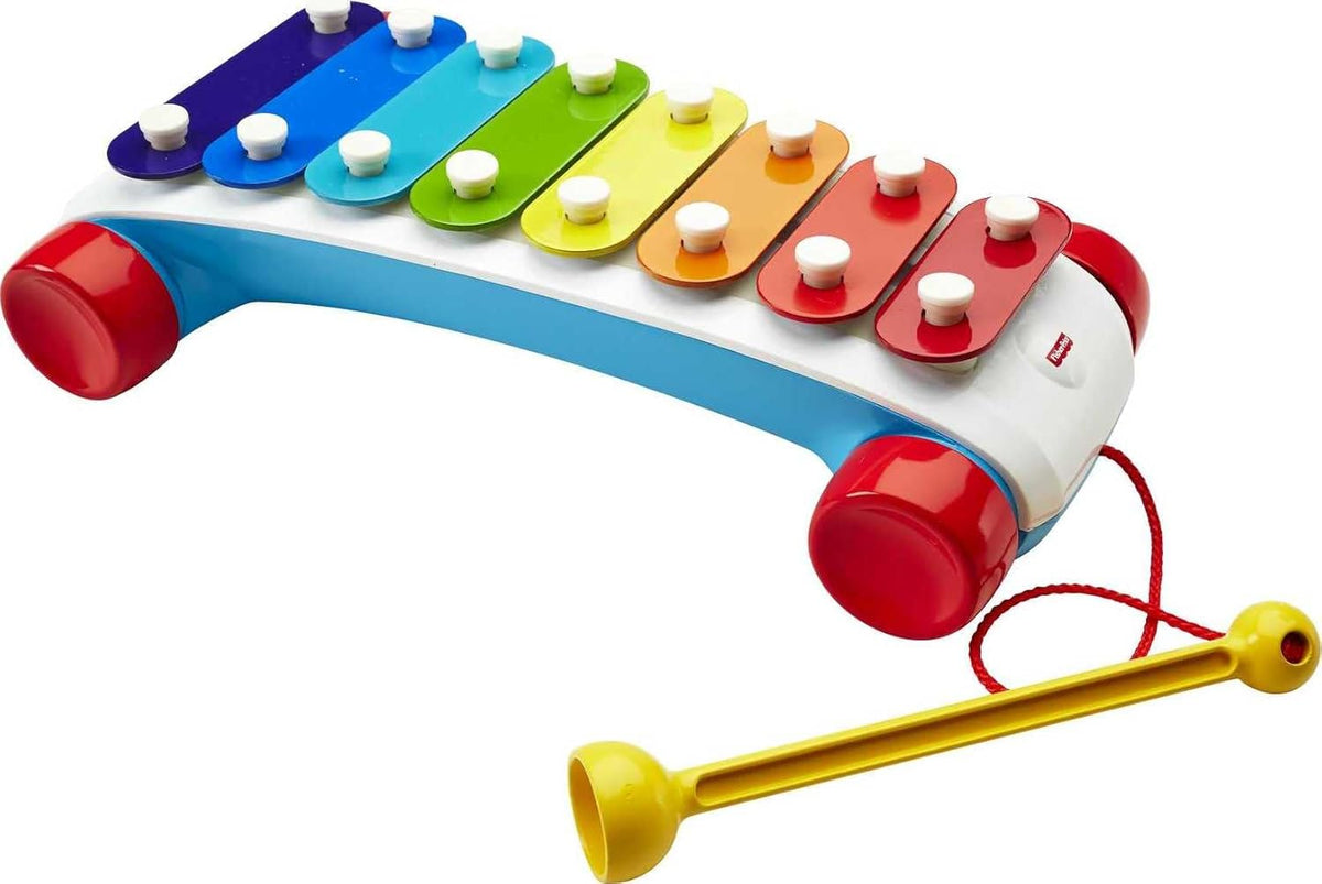 Classic Xylophone Pretend Musical Instrument with Mallet for Preschool Kids Ages 18+ Months - Fisher-Price Toddler Pull