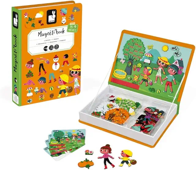 Janod MagnetiBook 4 Seasons 120 piece magnetic educational game travel case kids ages 3+