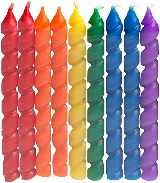 Unique Rainbow Spiral Birthday Candles - 10ct, Vibrant Assorted Colors