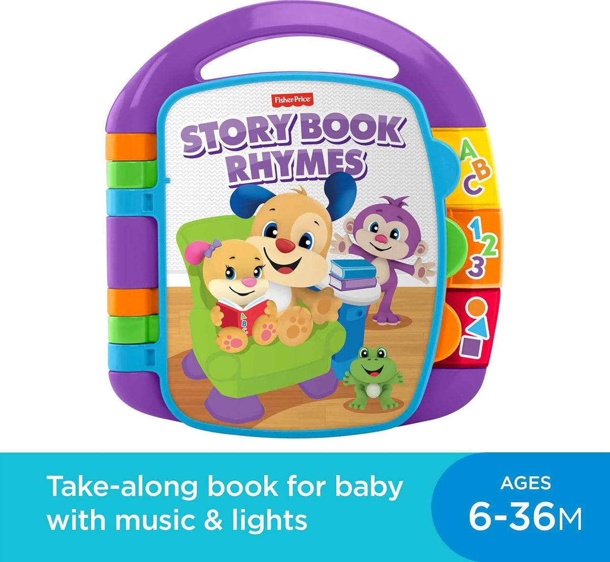 Learning Toy Laugh & Learn Storybook Rhymes Musical Book with Lights & Sounds for Infants Ages 6+ Months - Fisher-Price Baby