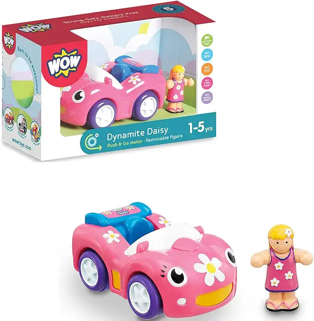 WOW Toys Dynamite Daisy Push and Go Racing Car removable driver toddler toy ages 1-5