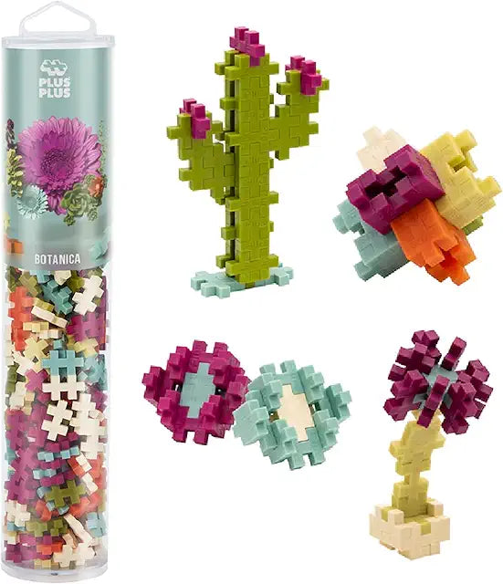 Plus-Plus 240 piece Botanica Mix interlocking building blocks play tube STEM toy
