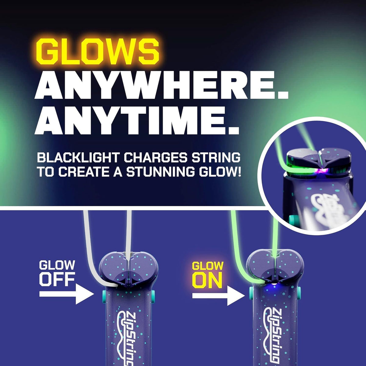 ZipString Luma - The Patented Glow-in-The-Dark Toy That Flies a Loop of String, Creates Endless Shapes and Tricks Built-in LED for Glowing Fun. Perfect STEM Gift and Fidget Toy