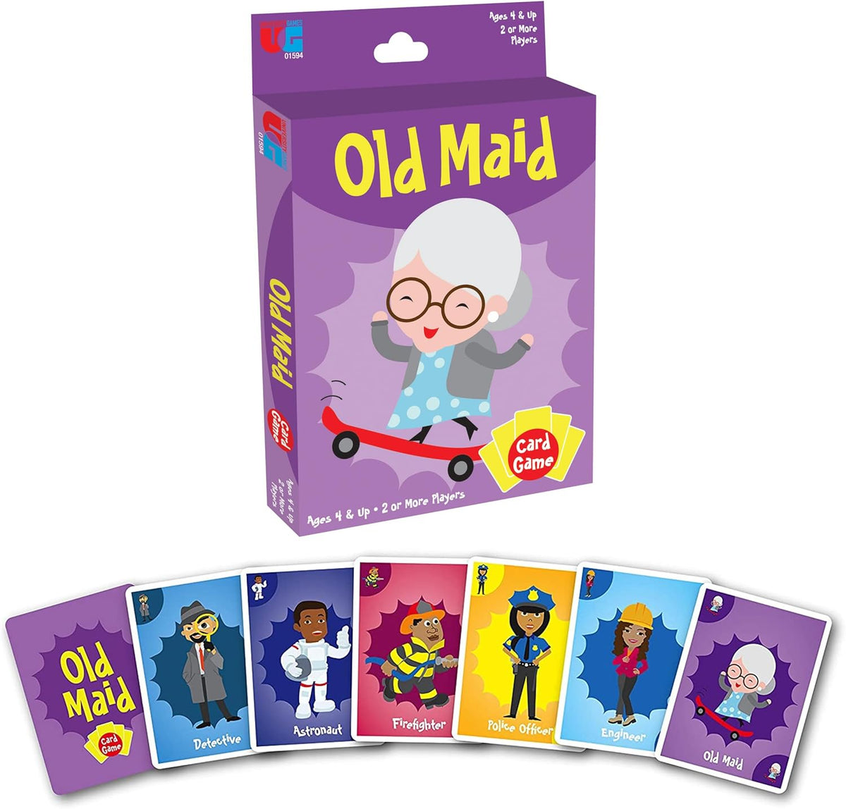 University Games Old Maid Card Game - Jumbo Size, Colorful Character Cards for Kids Ages 4 and Up, Fun Family and Educational Game