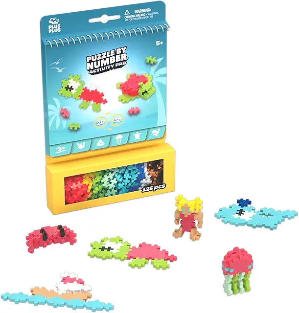 Plus-Plus Puzzle by Number activity pad ocean interlocking building blocks STEM toy