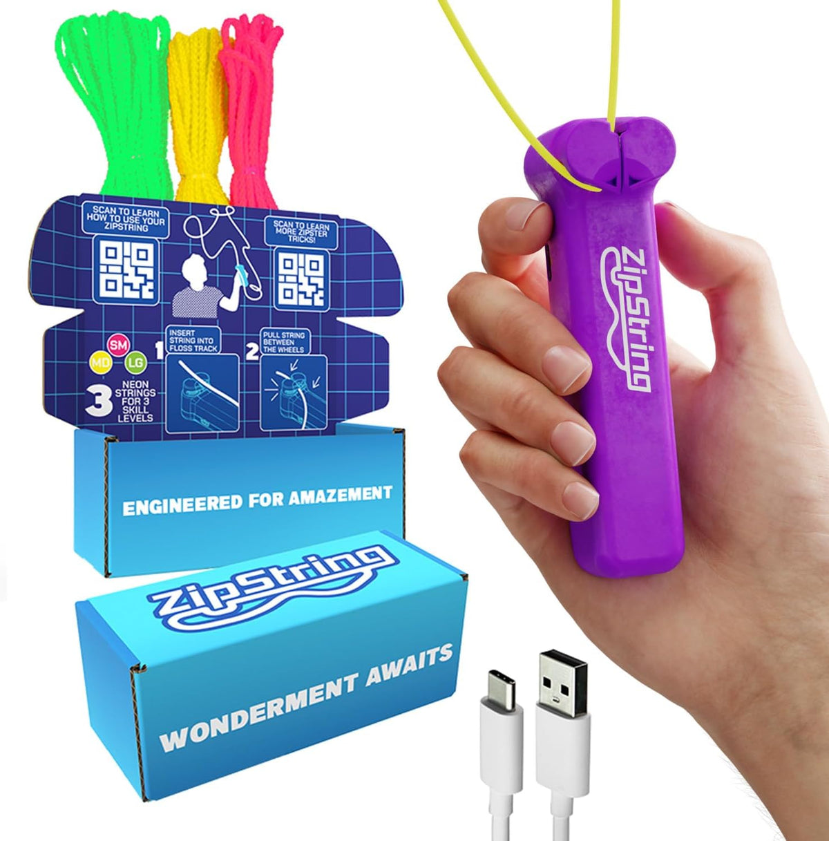 ZipString Original - As Seen on Shark Tank - Classic Rope Launcher Toy, Perfect for Kids & Adults - Fly a String Loop in The Air for Endless Tricks & Fun, Wonderment Awaits - Fidget Toy STEM Toy