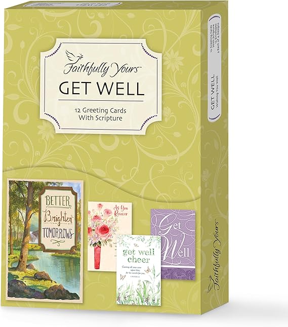 Wishing You Get Well with Biblical Scripture Verses (Box of 12 Greeting Cards with Envelopes)