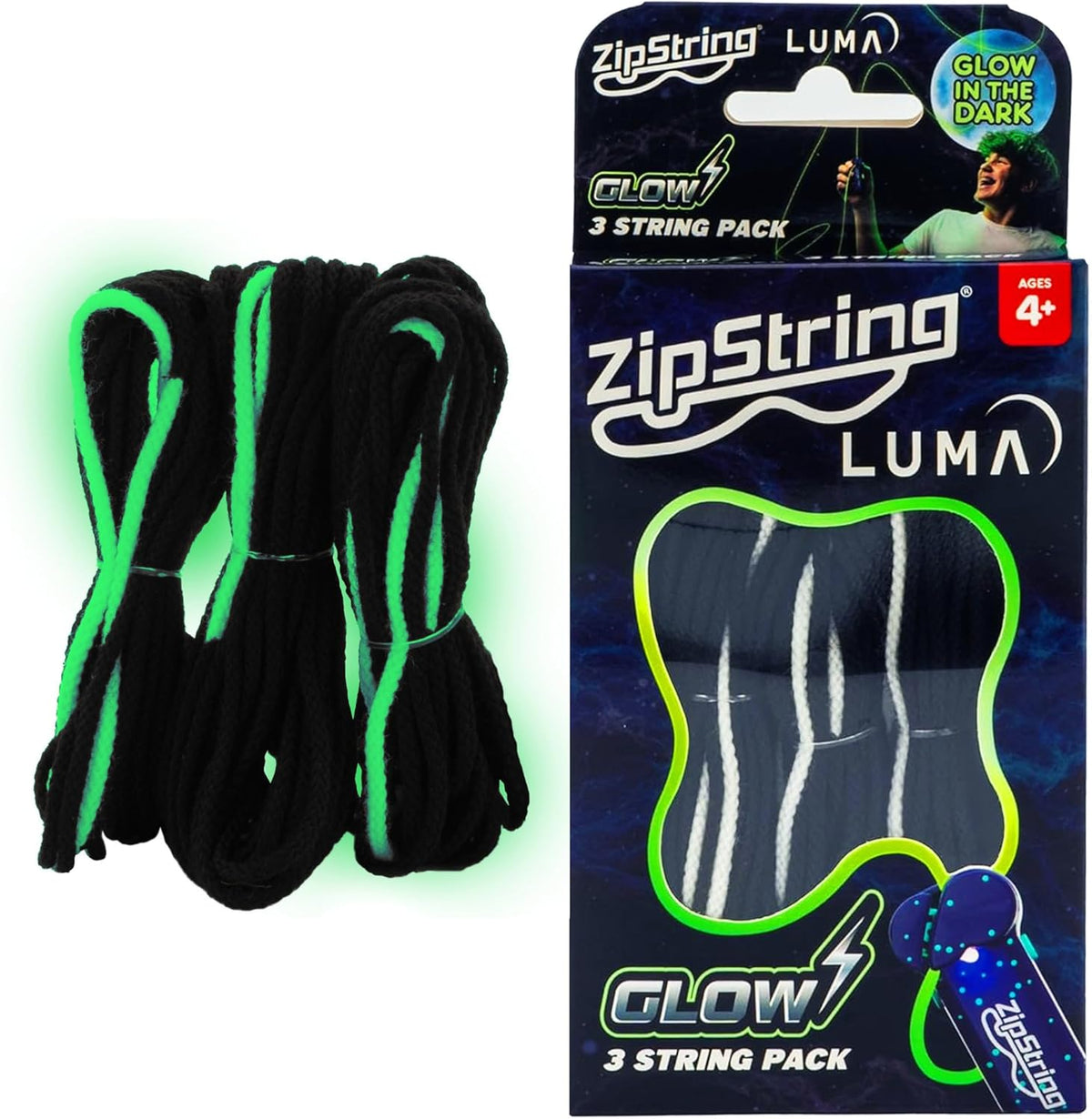 ZipString Lightning Luma Replacement Strings - Pack of 3 - UV Reactive Glow in the Dark Fidget String for Rope Launcher Toy - Shark Tank Featured - Device Not Included