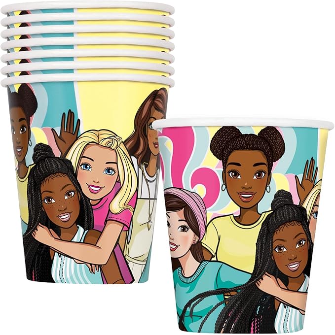 Barbie Multicolor Paper Cups - 9oz, 8 Count