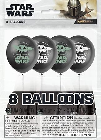 Multicolor Latex Mandalorian The Child Balloons (12") 8 Count - Perfect for Star Wars Themed Celebrations & Parties
