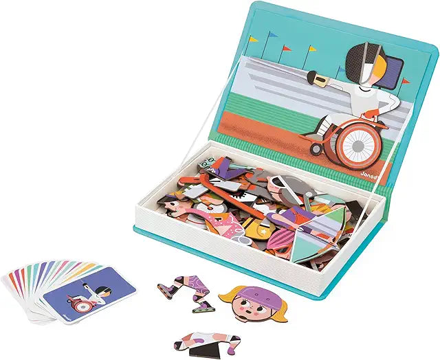 Janod MagnetiBook Sports 48 piece magnetic educational game kids ages 3+