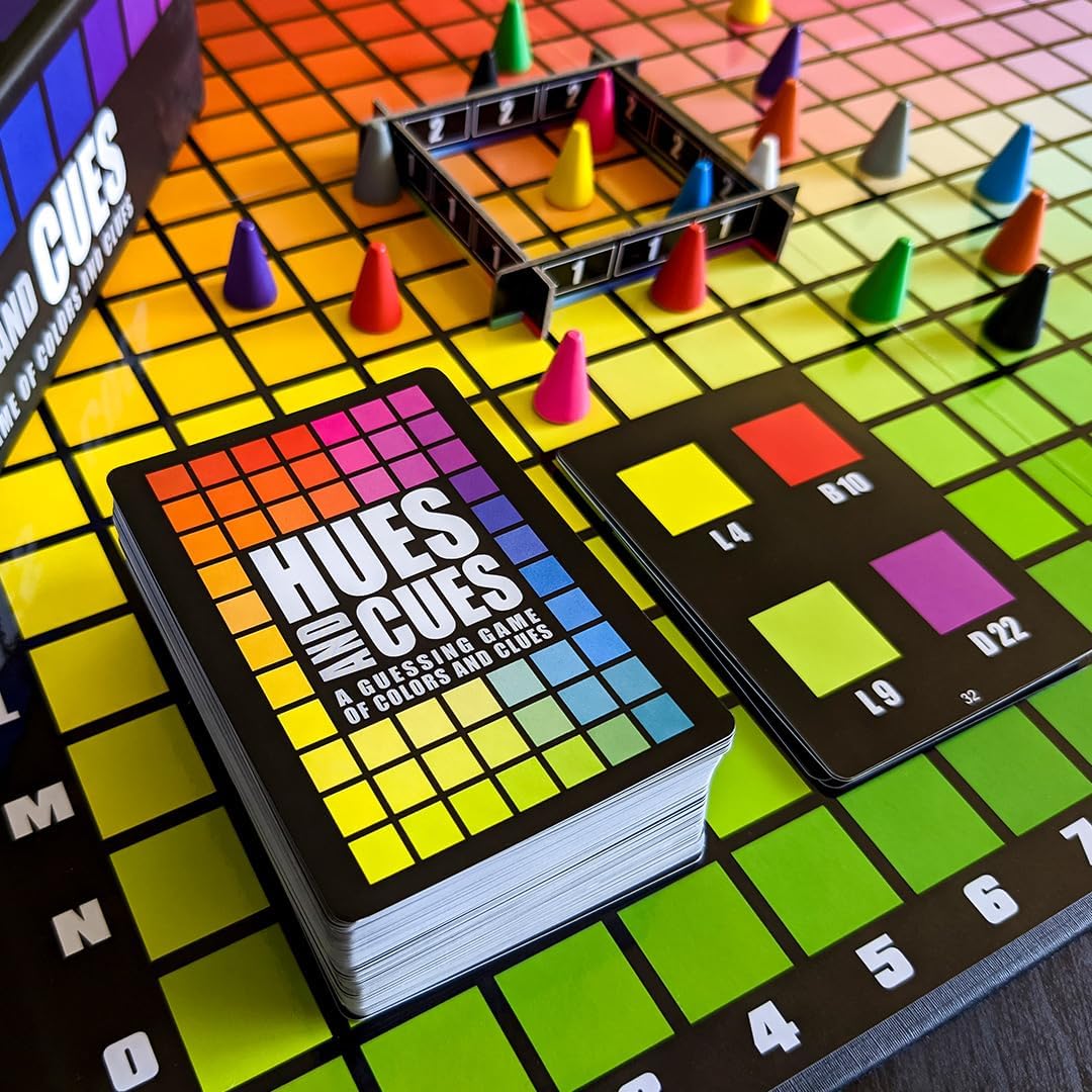 HUES and CUES - Vibrant Color Guessing Board Game for 3-10 Players Ages 8+, Connect Clues and Guess from 480 Color Squares