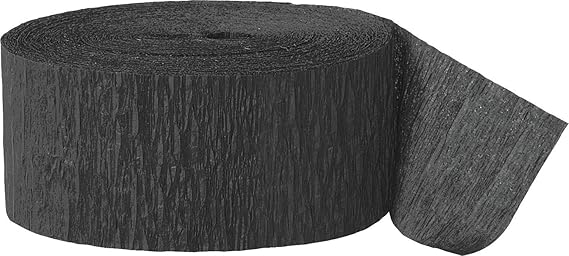 Premium Black Crepe Paper Streamer - 81 ft (1 Pc)