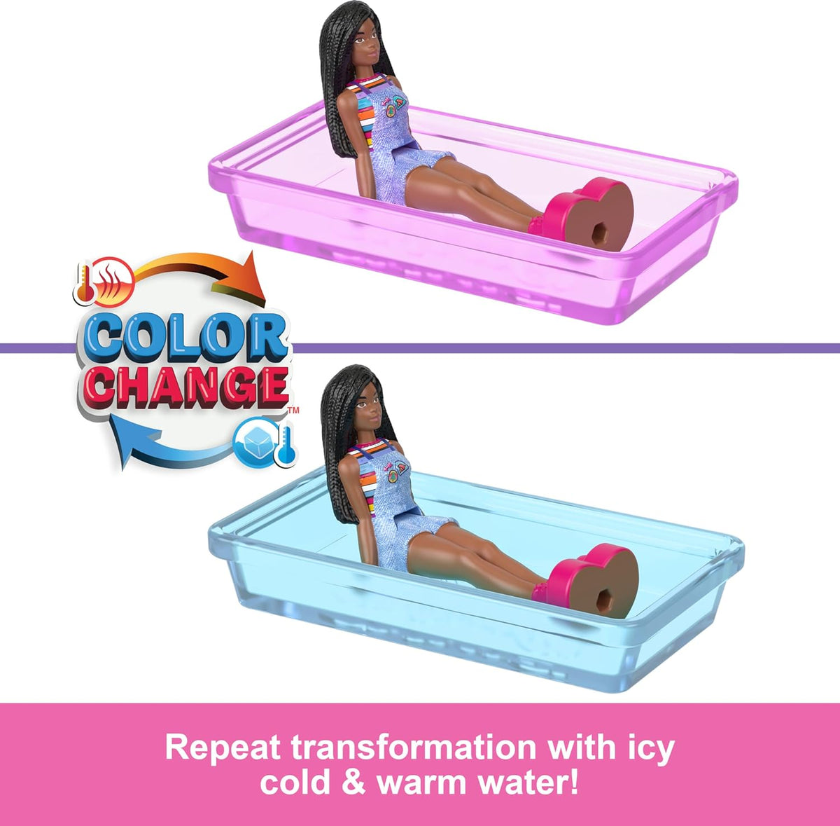 Barbie Mini BarbieLand Playsets with Toy Vehicle & 1.5-inch Doll, DreamCamper with Working Doors & Color-Change Pool