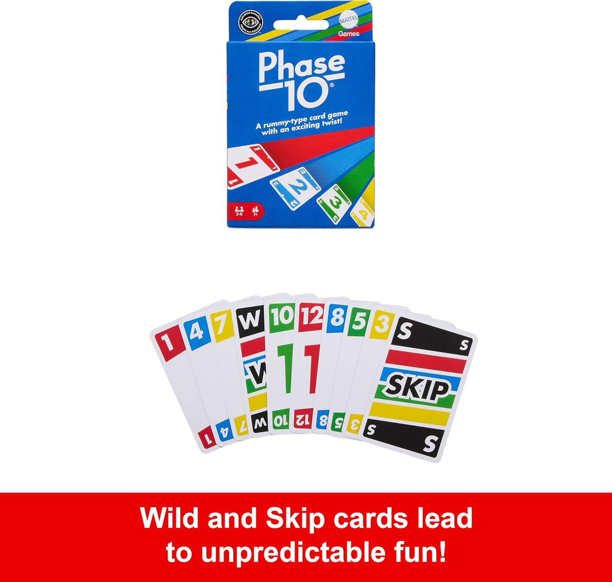 Phase 10 Card Game with 108 Cards, Makes a Great Gift for Kids