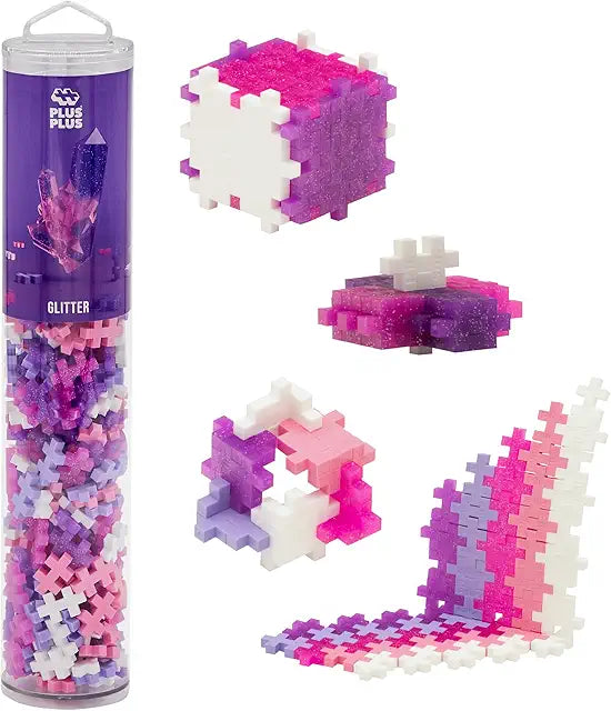 Plus-Plus 240 piece Glitter Mix interlocking building blocks play tube STEM toy