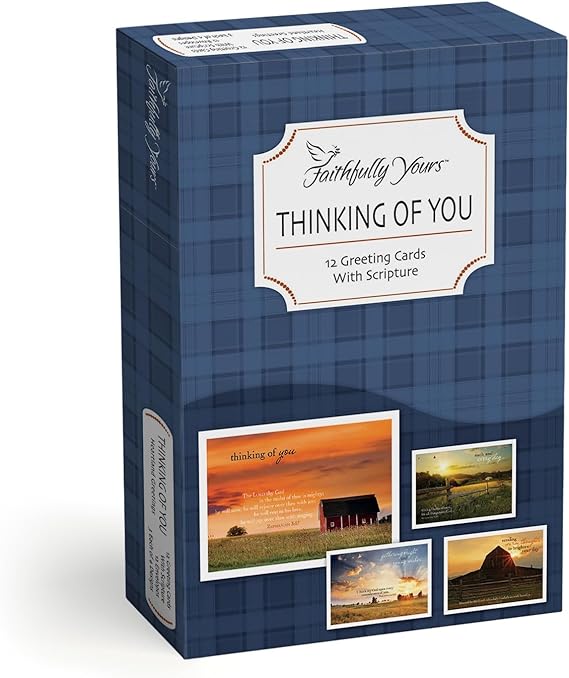 Heartland Greetings Thinking of You with Biblical Scripture Verses (Box of 12 Greeting Cards with Envelopes)