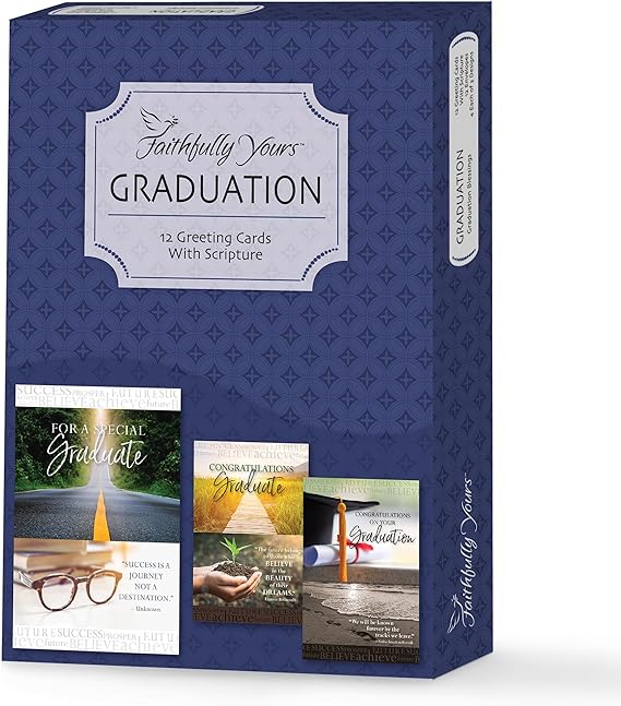 Graduation Blessings with Biblical Scripture Verses (Box of 12 Greeting Cards with Envelopes)